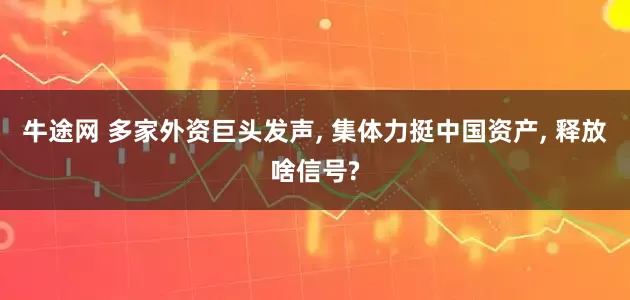 牛途网 多家外资巨头发声, 集体力挺中国资产, 释放啥信号?